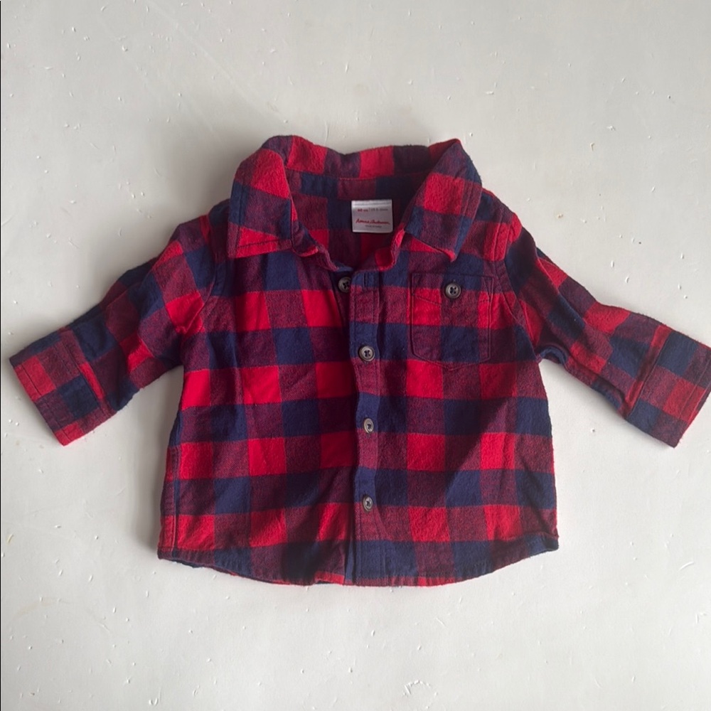 Hanna Andersson Boys Plaid Red & Blue Kids Shirt 3-6 months